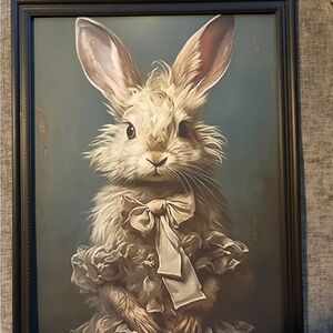 Charming Rabbit Art Print in Black Frame